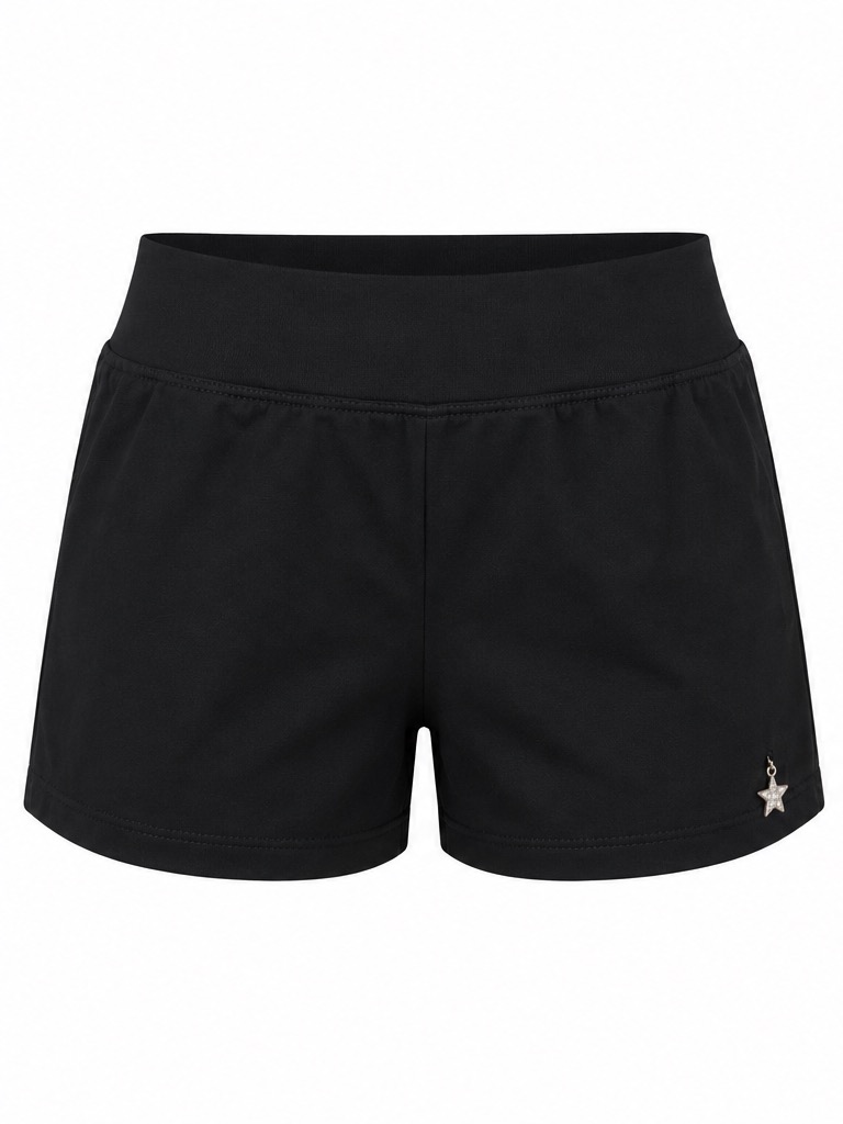 Front of Petite Etoile Starry Night Warm-Up Shorts on a white background